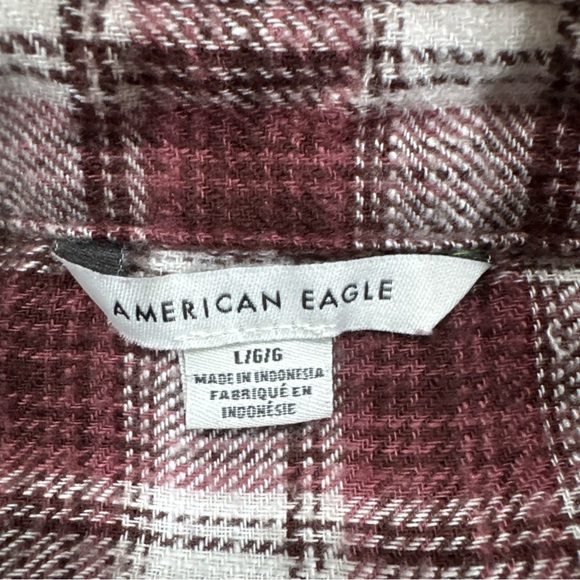 American Eagle Outfitters Maroon and White Plaid Shirt - Picture 3 of 4
